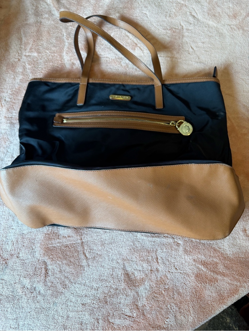 Michael Kors Black and Brown Tote Satchel